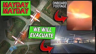 LANDING GEAR COLLAPSE  FIRE  Emergency Evacuation on Runway [upl. by Yedoc]