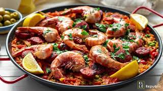 Paella with Prawns and Chorizo Recipe [upl. by Anaylil]