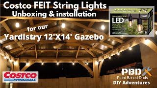 DIY Yardistry 12x14 gazebo Coscto LED String Light unboxing and installation  PBD DIY Adventures [upl. by Navek247]