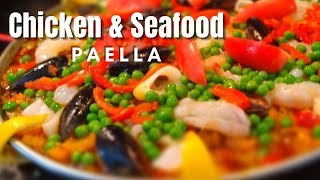 CHICKEN AND SEAFOOD PAELLA RECIPE [upl. by Carnahan234]