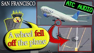 WHEEL FALLS OFF UNITED AIRCRAFT during Takeoff at San Francisco [upl. by Aliak]