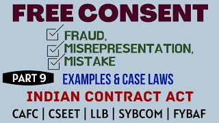 Fraud  Misrepresentation  Mistake  Free Consent  Indian Contract Act  Caselaws  Example [upl. by Eileen]