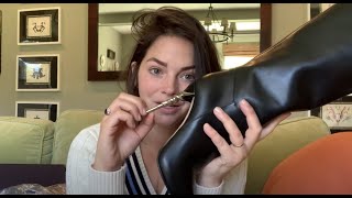 ASMR Unboxing and Wearing Designer Leather Boots  Le Silla Boots [upl. by Necila]