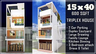 15X40 Feet  600 sqft Small Villa with Luxurious Central Courtyard  67 Gaj  45X12 Mtr  ID105 [upl. by Malliw]