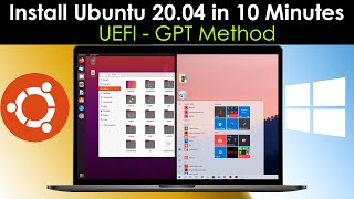 How to Dual Boot Ubuntu 2004 LTS and Windows 10  2022   UEFI  GPT Method [upl. by Agem]