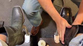 Ariat boots clean and shine ready for the rodeo or work  ANGELO SHOE SHINE ASMR [upl. by Goebel]