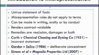 Misrepresentation Lecture 1 of 4 [upl. by Eive381]