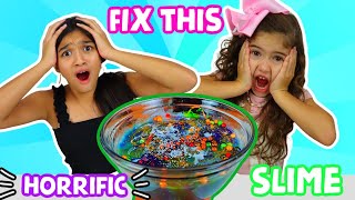 FIX THIS HORRIFIC SLIME CHALLENGE Jasmine and Bella [upl. by Aikemahs]