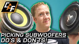 DOs amp DONTs  Picking a Subwoofer for YOUR vehicle [upl. by Amhsirak361]